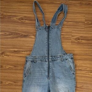 Blue Denim Overalls with Adjustable Straps and Relaxed Fit